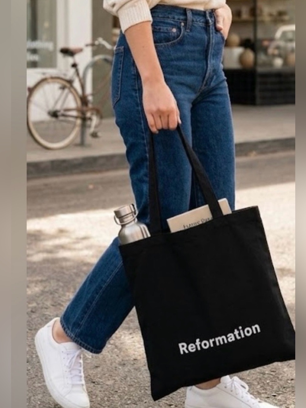 Reformation Classic Black Canvas Tote